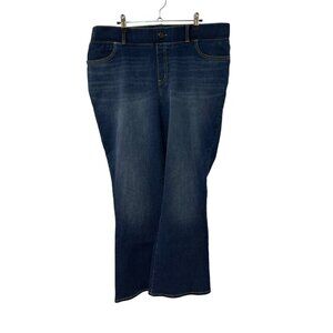 BetaBrand Pull On Dark Wash Wide Leg Yoga Jeans Plus Size 1X Elastic Waist